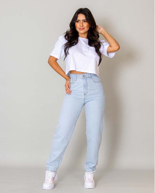 Calça Jeans Mom Feminina Cintura Alta 101vibes Algodão 00101 Clara