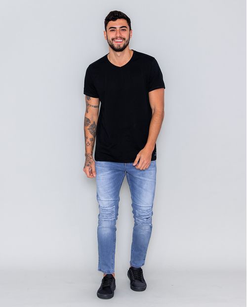 Calça Masculina Skinny com Joelheira  - 21854 Média