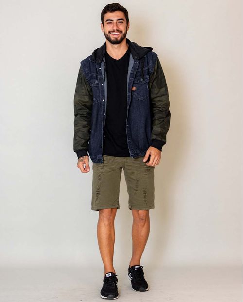 Bermuda Masc Color Man Style -21702 Verde Militar