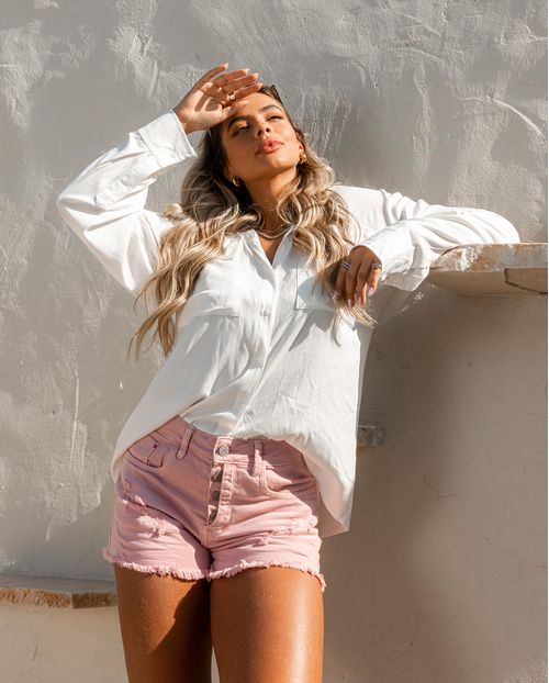 Shorts Boy Rosa C/barra Desfiada 21234 Unica