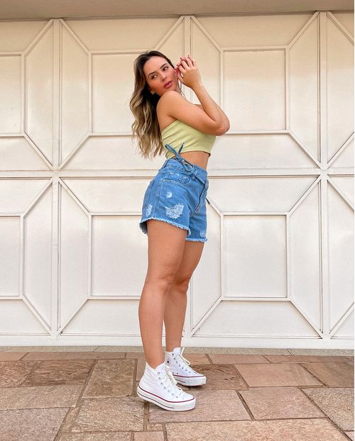 Shorts Jeans Feminino Mom Biquini Claro 21325 Média