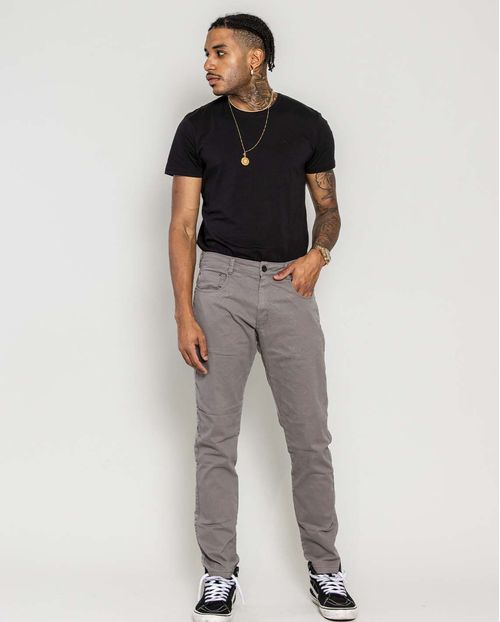 Calça Sarja Masculina Slim Fit Básica 22191 Cinza