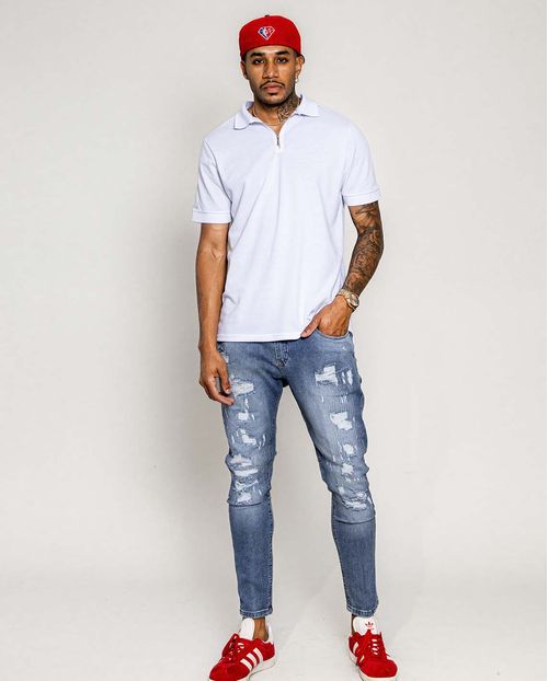 Calça Jeans Super Skinny Masculina com Rasgos 21589 Clara