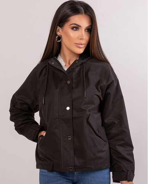 Jaqueta Sarja Feminina com Capuz 90228 Preto