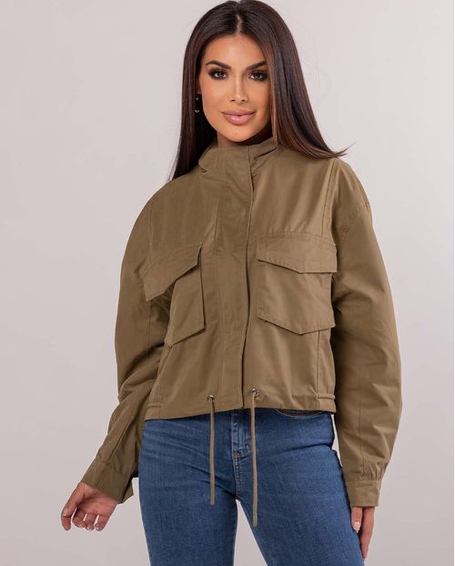 Jaqueta Sarja Feminina Cropped 90448 Verde Militar