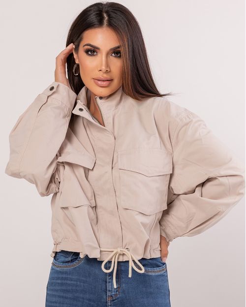 Jaqueta Sarja Feminina Cropped 90448 Cru