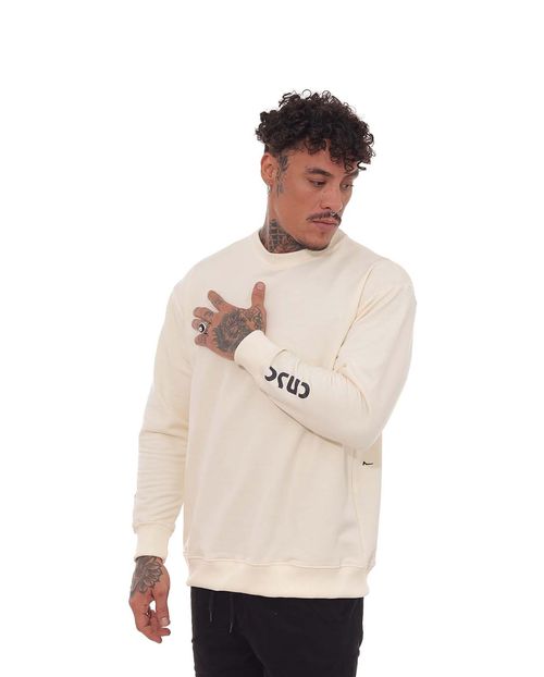 Blusa Moletom Masculina Estampada Smile Consciencia 80055 Off White