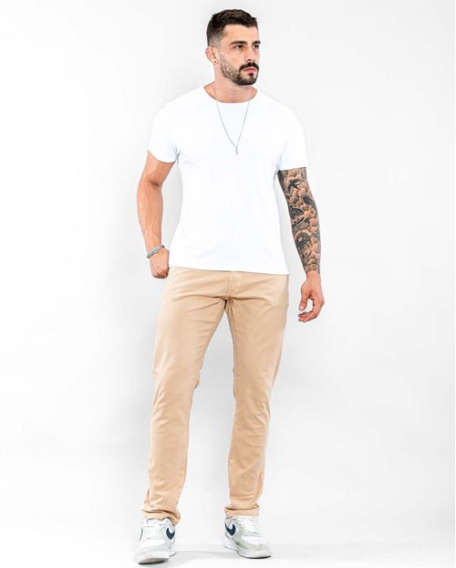 Calça Sarja Masculina Slim Fit Básica 22191 Capuccino