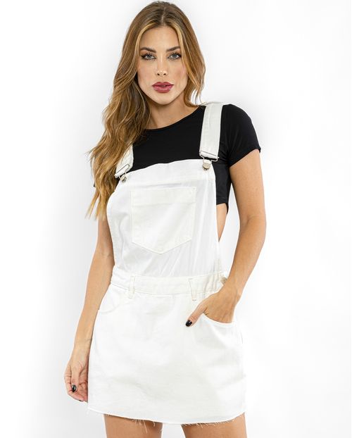 Jardineira Feminina Shorts Saia com Barra a Fio  22443 Off White