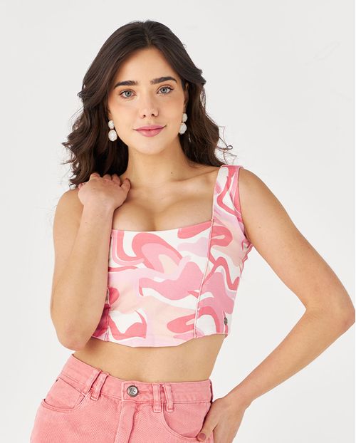 Top Lastex  22546 Estampado Rosa