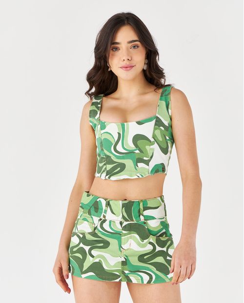 Top Lastex  22524 Estampado Verde