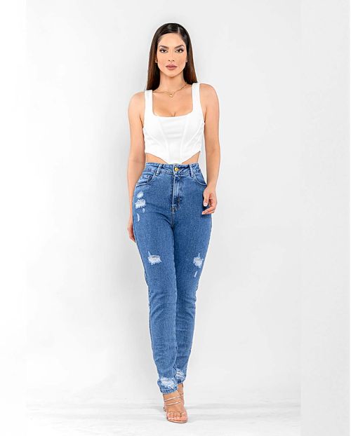 Calça Feminina Mom com Rasgos  22667 Média