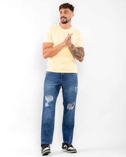 Calça Jeans Masculina Reta com Rasgos  22768 Escura