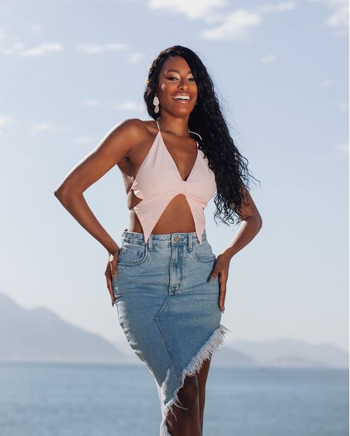Saia Jeans Longa Feminina com Barra Desfiada Assimétrica 23057 Clara