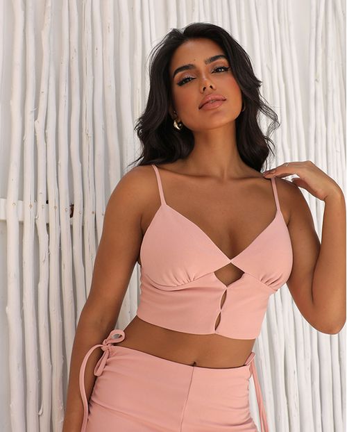 Blusa Feminina com Decote Vasado 90503 Rosa