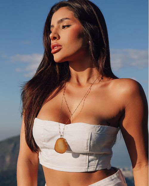 Top Sarja Feminino com Lastex e Zíper Costas 23390 Off White