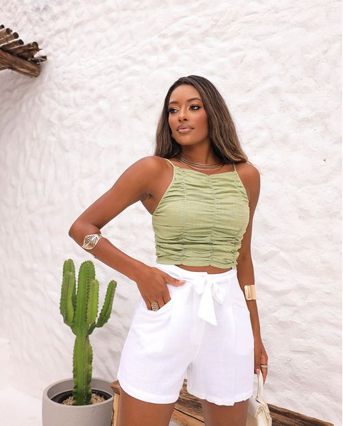 Blusa Viscose Feminina Franzido 90513 Verde