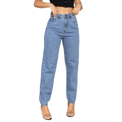 Calça Jeans Mom Feminina Cintura Alta Algodão 00101 Média