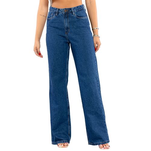 Calça Jeans Wide Leg Feminina Cintura Alta Básica com Elastano 28000 Escura
