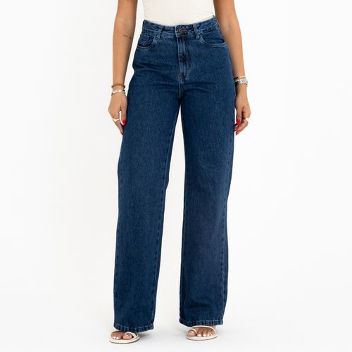 Calça Jeans Wide Leg Feminina Cintura Alta Básica Algodão 29000 Escura