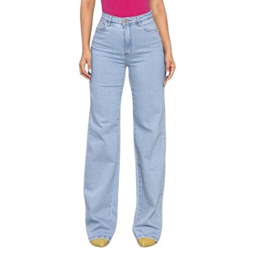 Calça Jeans Wide Leg Feminina Cintura Alta Básica Algodão 29000 Clara